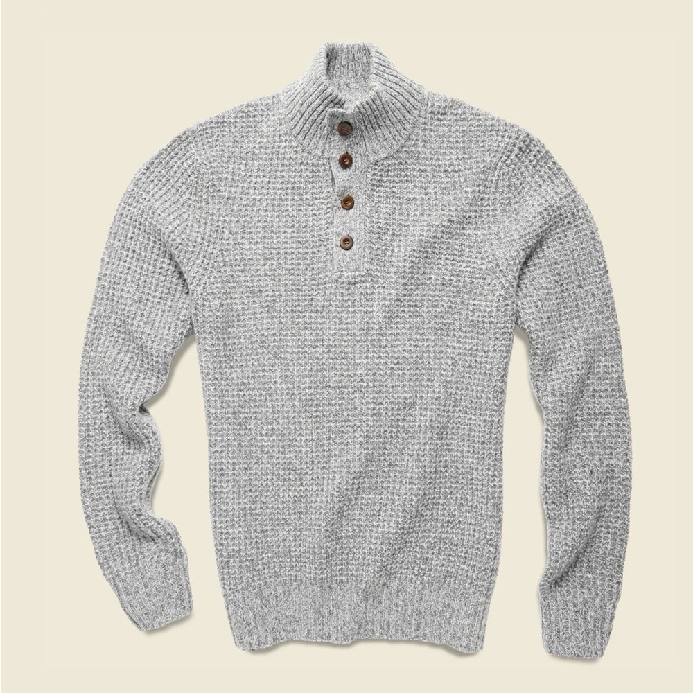 Faherty Brand Cashmere Wool Waffle 1/4 Button Sweater Size XL